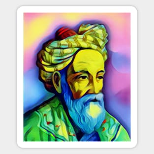 Omar Khayyam Colourful Portrait | Omar Khayyam Artwork 6 Sticker